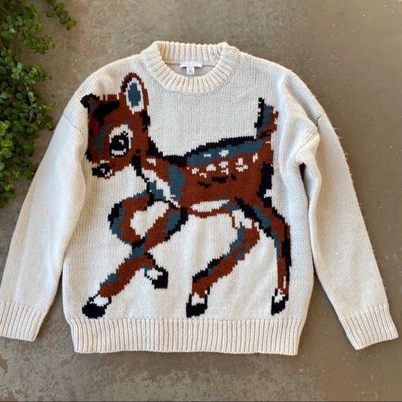 Topshop Oversized Deer Jumper Sweater 